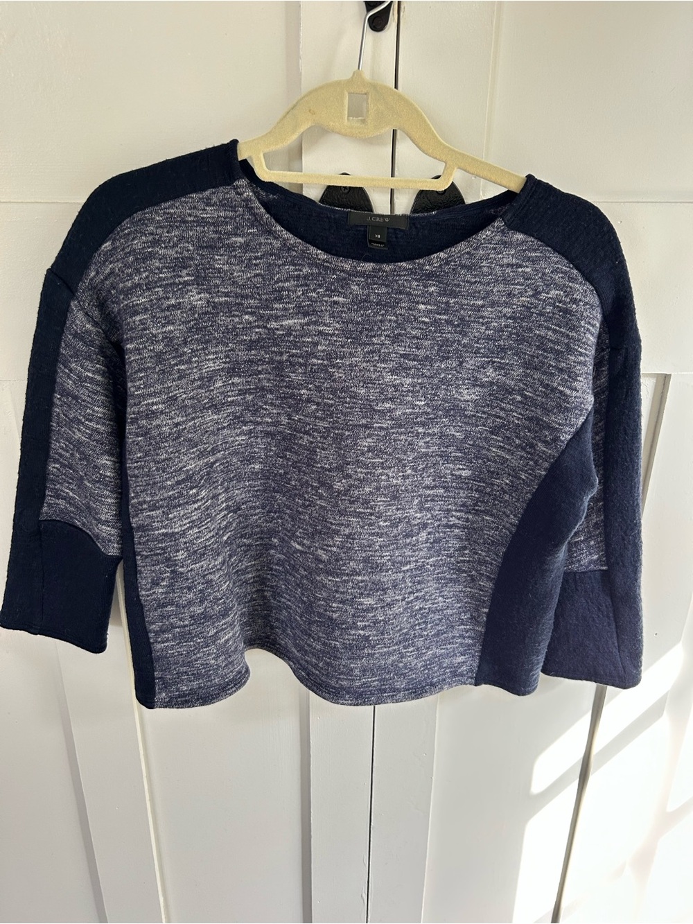 J.Crew Blue Colorblock Crop Knit Sweater Size XS